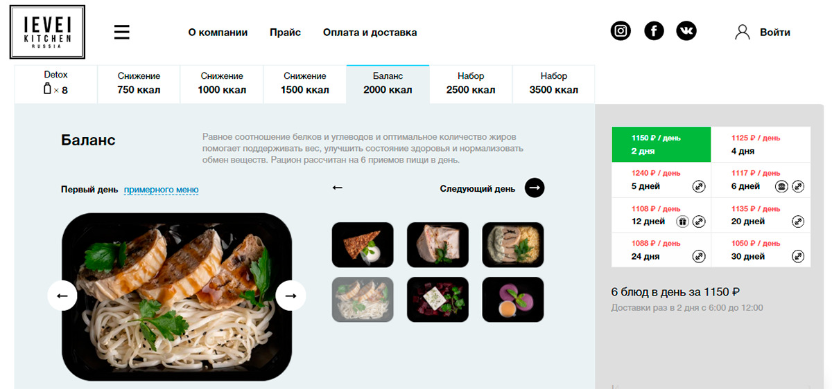 Level Kitchen - сервис не дорогой доставки готовых блюд с большим меню